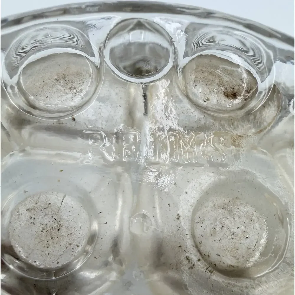 Reims Clear Glass 4.5” Floral Frog France w Silver Plate Base by de Uberti Italy
